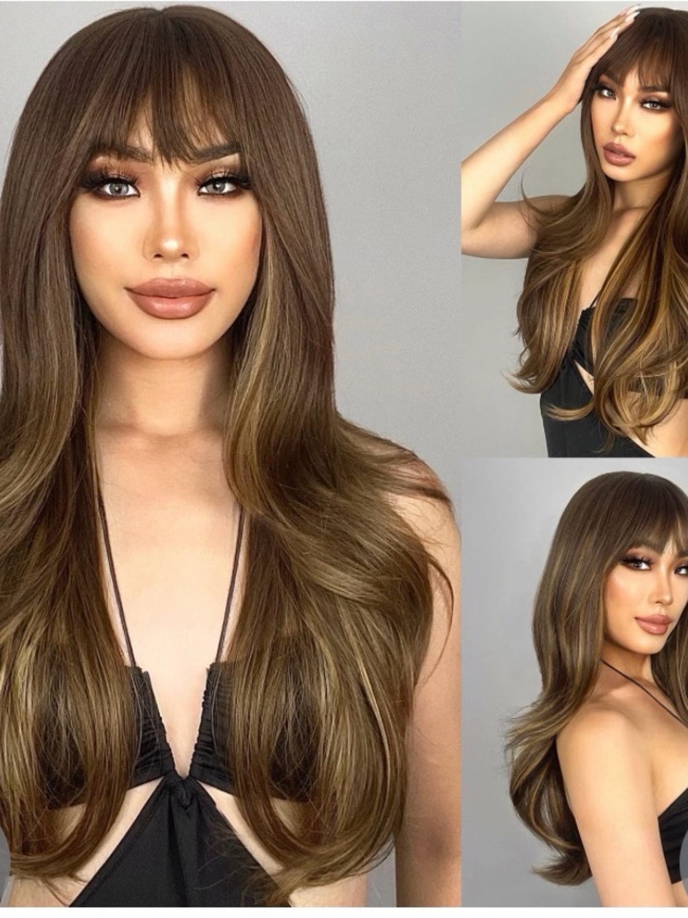 Naya Long Layered Wig with Bangs - Chestnut Brown